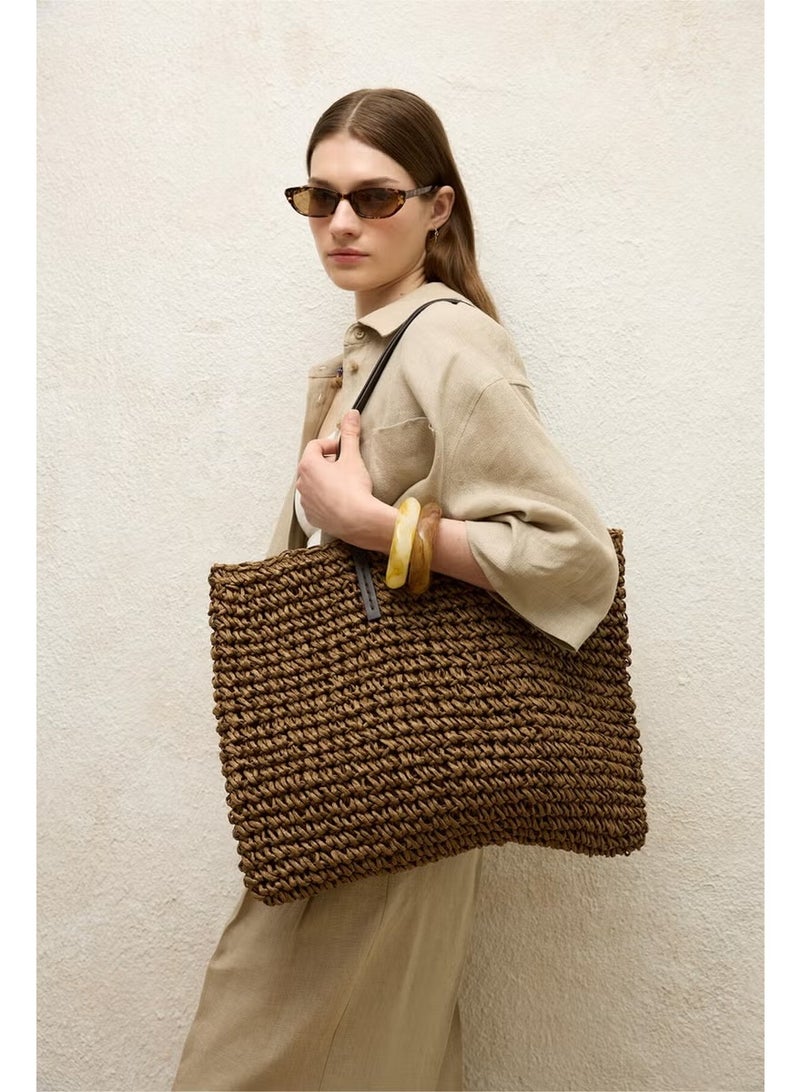 Manuka Straw Straw Bag Brown - Image 3